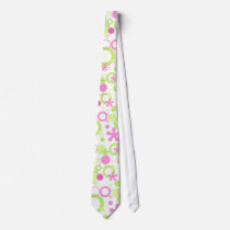 Pink green pattern ties