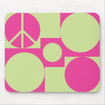 Pink & Green Peace Dots mousepads by melhi_ Pink & Green Peace Dots mousepads