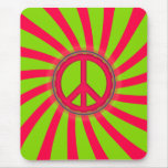 PINK & GREEN PEACE SIGN DESIGN mousepads