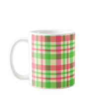 Pink green plaid - Mug by cycreation Pink green plaid - Mug