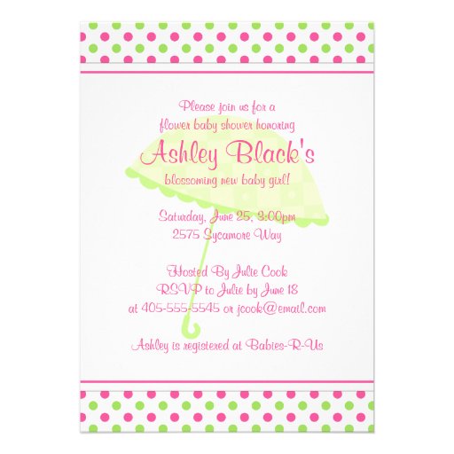 Pink Green Polka Dot Baby Shower Invitation