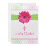 Pink Green Polka Dot Baptism Invitation