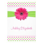 Pink Green Polka Dot Baptism Invitation