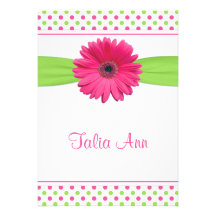 Pink Green Polka Dot Bat Mitzvah Invitation