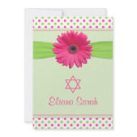 Pink Green Polka Dot Gerber Bat Mitzvah Invitation