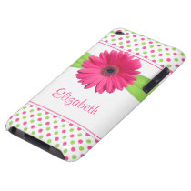 Pink Green Polka Dot Gerber Daisy iPod Touch Case