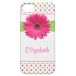 Pink Green Polka Dot Gerbera Daisy iPhone 5 Case