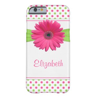 Pink Green Polka Dot Gerbera Daisy iPhone 5 Case iPhone 6 Case