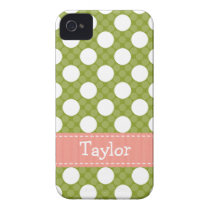 Pink Green Polka Dot iPhone 4 /4s Case Mate Cover Iphone 4 Covers