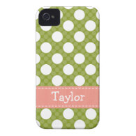 Pink Green Polka Dot iPhone 4 /4s Case Mate Cover iPhone 4 Covers