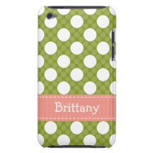 Pink Green Polka Dot iPod Touch 4th Gen Case Cover iPod Case-Mate Case