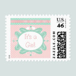 Pink & Green Polka-Dot with Ribbon & Swirls stamps