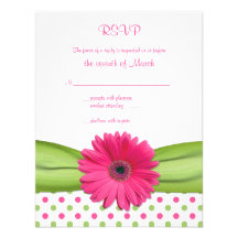 Pink & Green Polka Dots Bat Mitzvah Reply Card Announcements