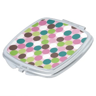 Pink green polka dots mirror for makeup