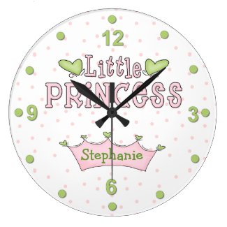 Pink &amp; Green Princess Wall Clock