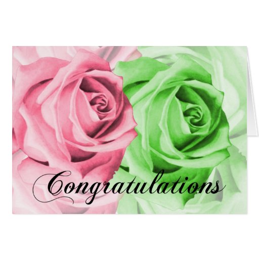 Pink & Green Roses Congratulations Card Zazzle