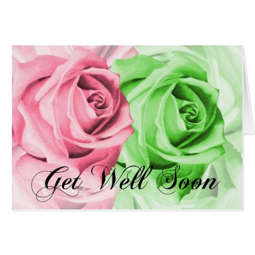 Pink & Green Roses Get Well Soon Card Zazzle