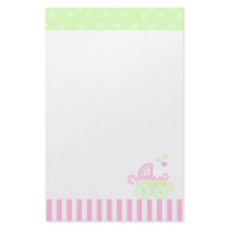 Pink/Green Stroller Custom Stationery