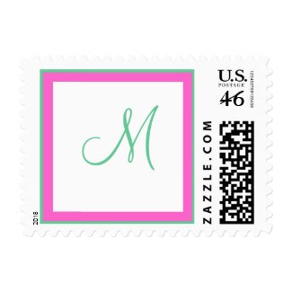 Pink Green Sweet 16 Bat Mitzvah Monogram Stamp stamp