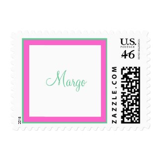 Pink Green Sweet 16 Bat Mitzvah Quinceanera stamp