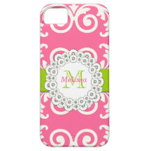 Pink Green Swirls Floral iPhone 5 Case-Mate