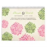 Pink & Green Wedding Personalized Photo Guest Book Wall Calendars