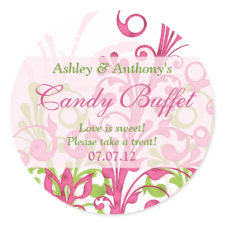 Pink Green White Abstract Floral Candy Buffet sticker