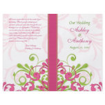 Pink Green White Abstract Floral Wedding Program flyers
