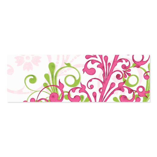 Pink Green White Floral Wedding Favor Tags Business Cards (back side)