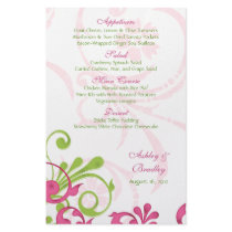 Pink Green White Floral Wedding Menu Card Personalized Flyer