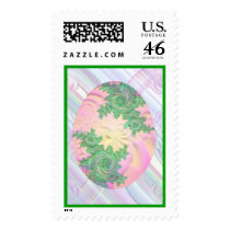 Pink Green & Yellow Painted Egg postage