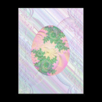 Pink Green & Yellow Painted Egg postcards