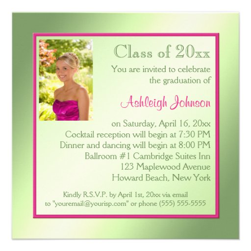 Pink, Green, Yellow Photo Graduation Invitation
