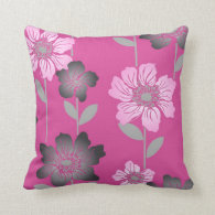 Pink & Grey-Black Flowers - American Mojo Pillow