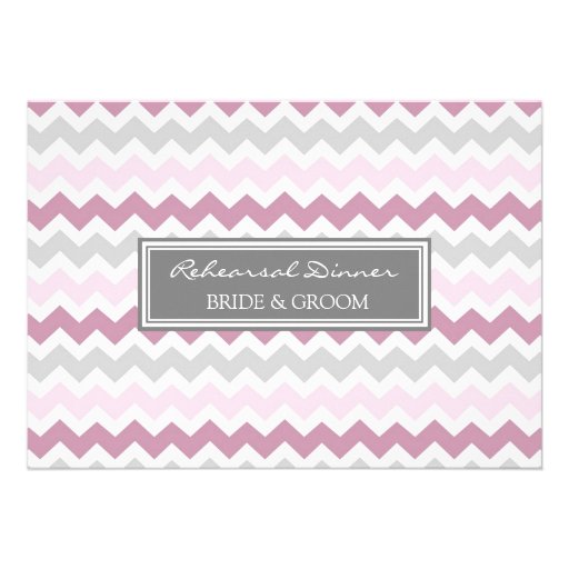 Pink Grey Chevron Rehearsal Dinner Party Personalized Announcements