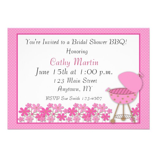 Pink Grill BBQ Shower Invitation