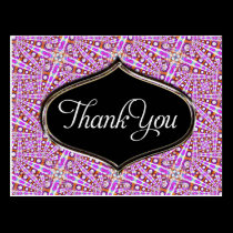 Pink Groovy Disco Pattern Thank You Postcard postcards