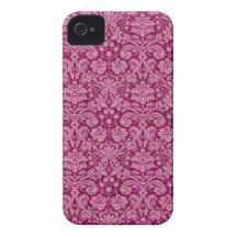 Pink Grunge Damask Pattern iPhone 4 Case-Mate Cases