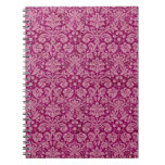 Pink Grunge Damask Pattern Spiral Notebooks