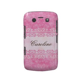 Pink grunge damask personalized BlackBerry case casematecase