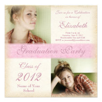 Pink Grunge Girl's High School Graduation Invites invitations