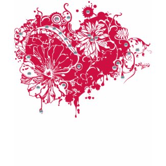 Pink Grunge Heart, Flowers & Sequins Illustration shirt