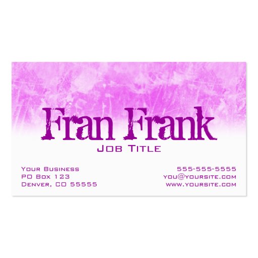Pink Grunge Profile Card Business Card Templates (front side)