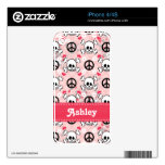 Pink Grunge Skull and Crossbones iPhone 4 / 4s Ski iPhone 4S Skin