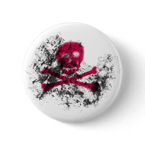 Pink Grunge Skull Button buttons