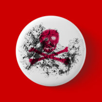 Pink Grunge Skull Button