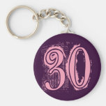 Pink Grunge Style Number 30 Key Chain