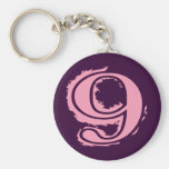 Pink Grunge Style Number 9 Key Chains