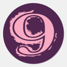 Pink Grunge Style Number 9 Stickers