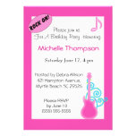 Pink Guitar  Birthday Invitations